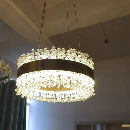 Modern gold metal led chandelier crystal dining room light