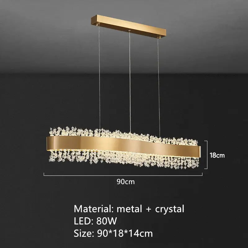 Modern gold metal led chandelier crystal dining room light