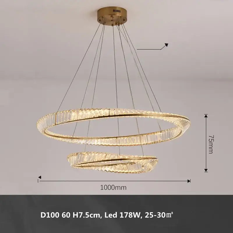 Modern gold metal led crystal ceiling light for living room