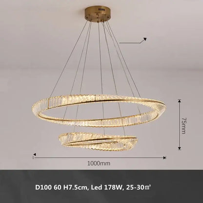 Modern gold metal led crystal ceiling light for living room