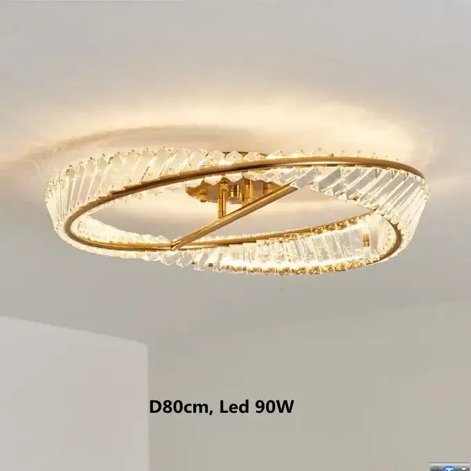 Modern gold metal led crystal ceiling light for living room