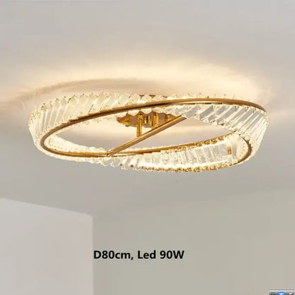 Modern gold metal led crystal ceiling light for living room