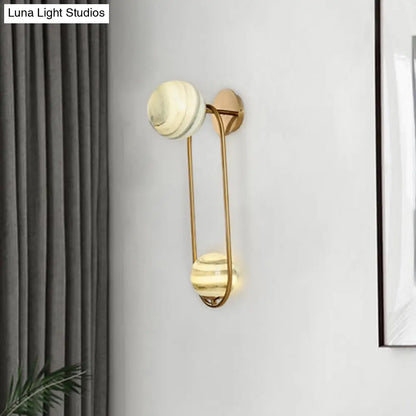 DecorBites™ Modern Gold Metal Oval Wall Sconce Light Fixture with 2 Bulbs for Living Room