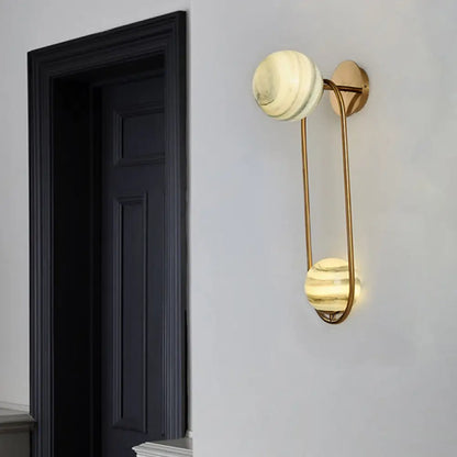 DecorBites™ Modern Gold Metal Oval Wall Sconce Light Fixture with 2 Bulbs for Living Room
