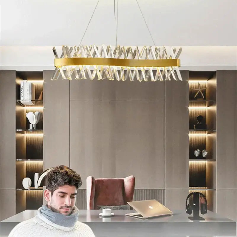 Modern gold metal s shape lustre led pendant lamp dining room