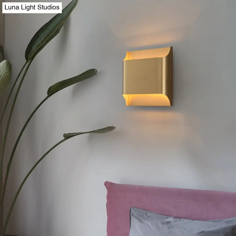 DecorBites™ Modern Gold Metal Sconce with 1 LED Light - Perfect Wall Lighting for Living Room