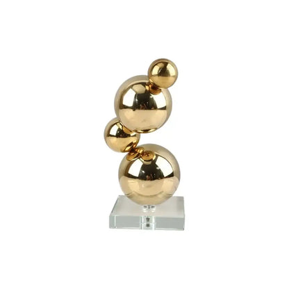 Modern gold metal spheres stacked art pieces living room decor