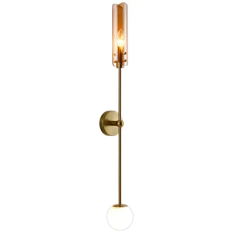 Modern gold metal wall light bedroom sconce with frosted globe