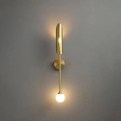 Modern gold metal wall light bedroom sconce with frosted globe