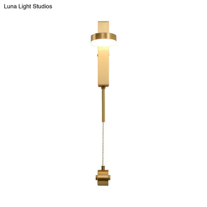 Modern gold metal wall sconce bedroom warm white light
