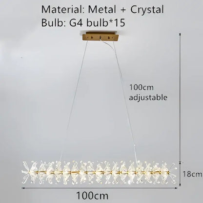 Modern gold metal wire crystal chandelier dining room round light