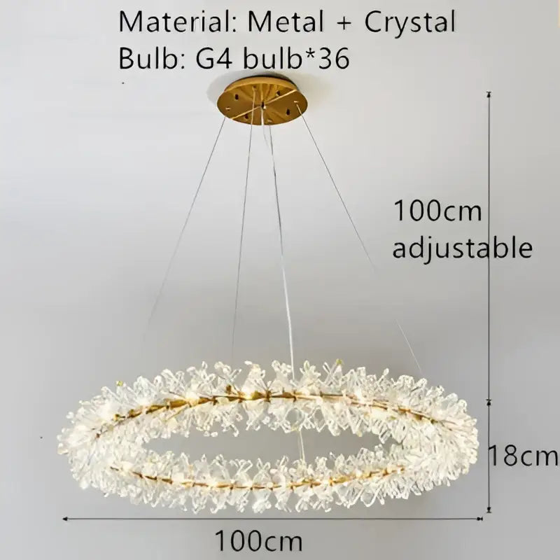 Modern gold metal wire crystal chandelier dining room round light