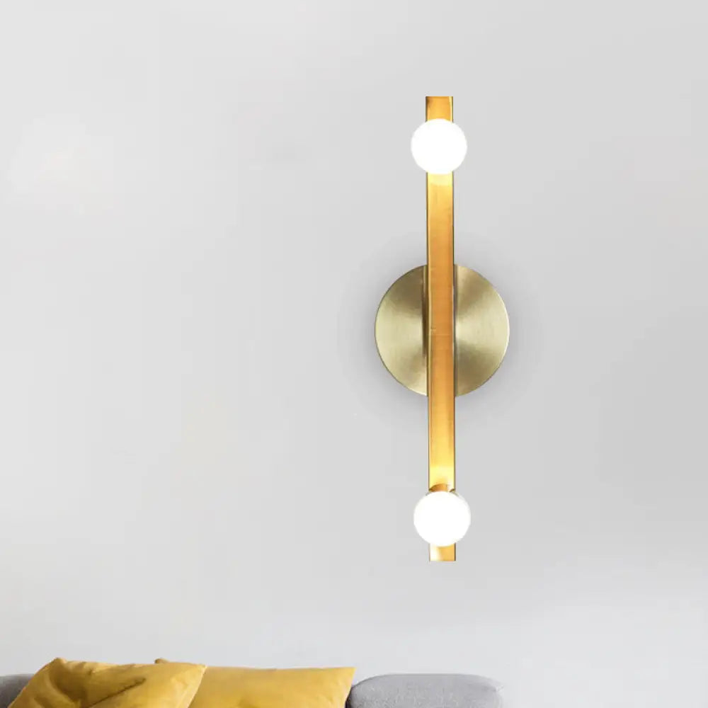 DecorBites™ Modern Gold Metallic Linear Sconce Light with 2 Bulbs – Wall Mounted Vanity Lamp Fixture