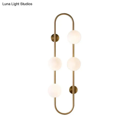 Modern gold milky glass shade wall light bedroom sconce