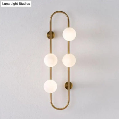 Modern gold milky glass shade wall light bedroom sconce