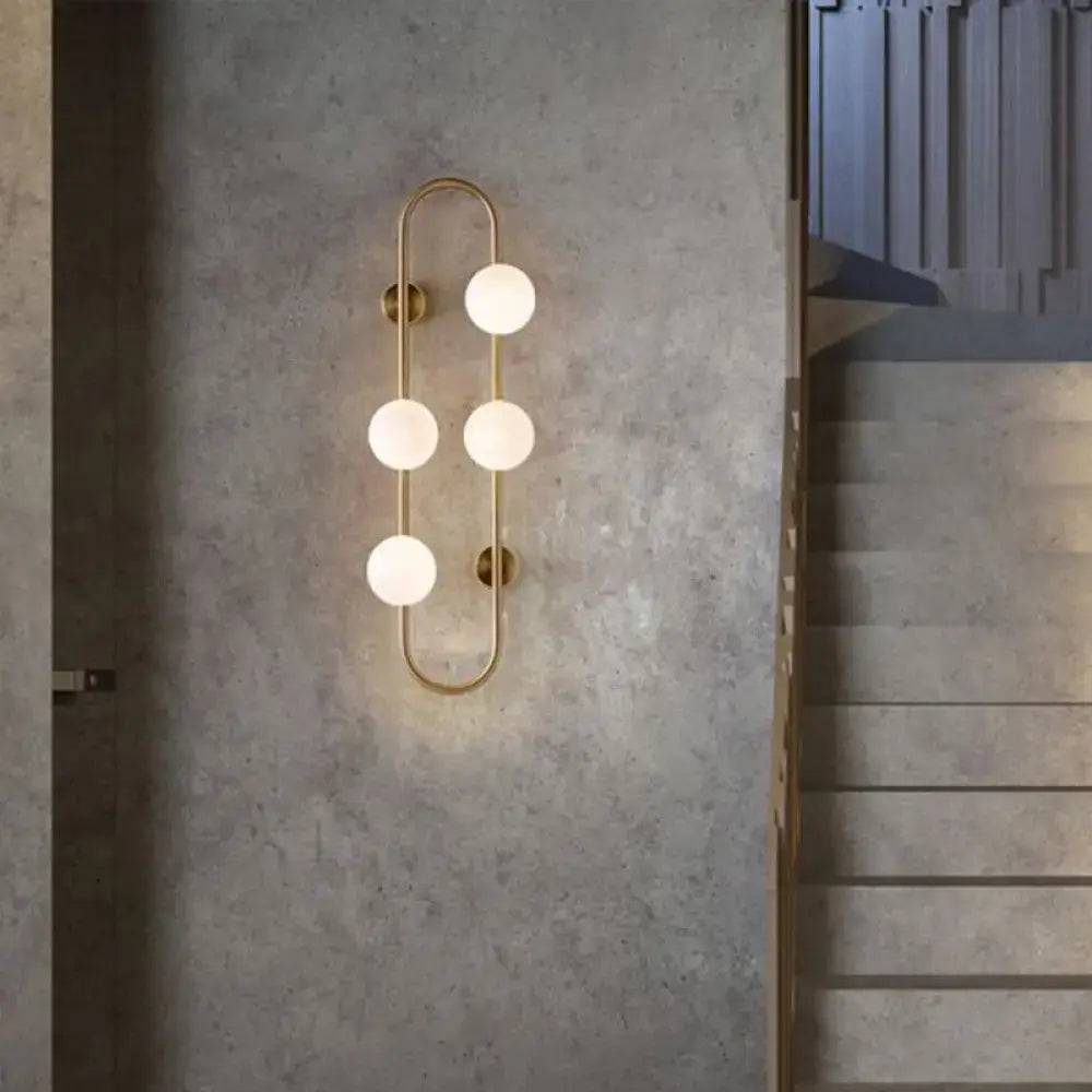 Modern gold milky glass shade wall light bedroom sconce