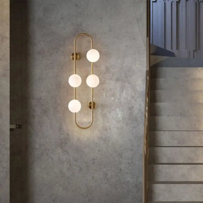 Modern gold milky glass shade wall light bedroom sconce