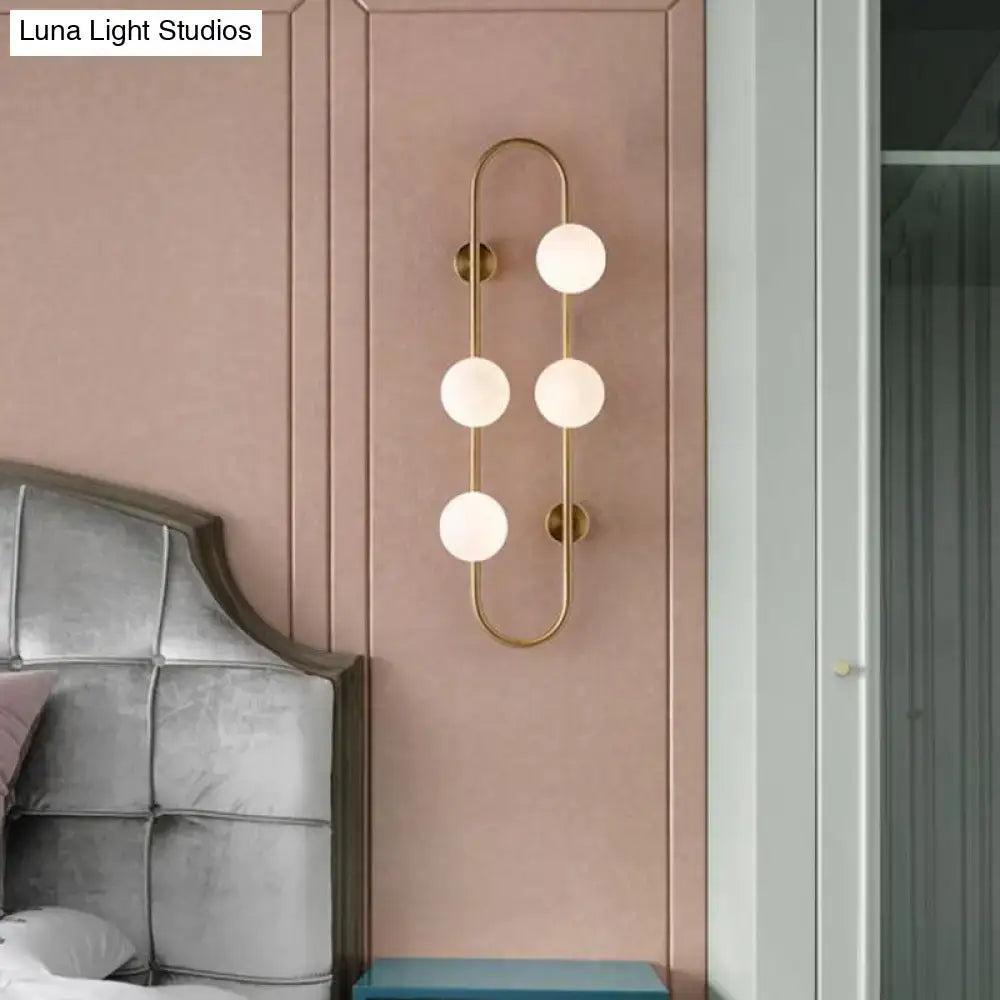 Modern gold milky glass shade wall light bedroom sconce