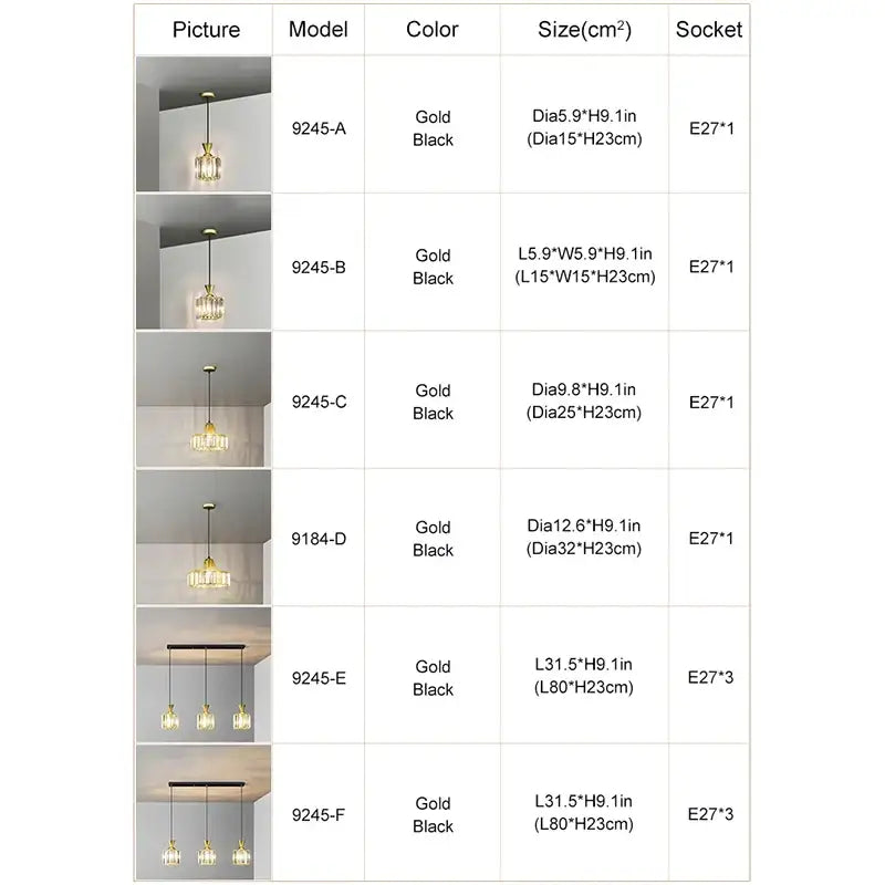 Modern gold mini crystal pendant light – bedroom chandelier