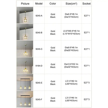 Modern gold mini crystal pendant light – bedroom chandelier