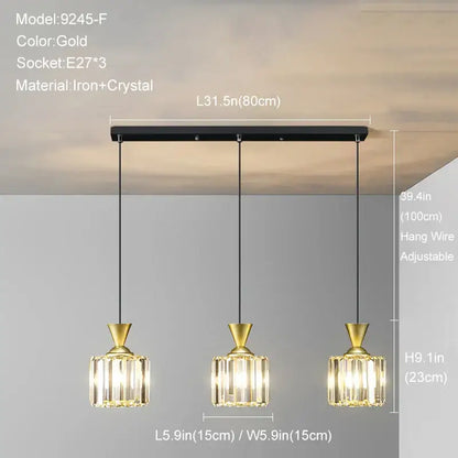 Modern gold mini crystal pendant light – bedroom chandelier