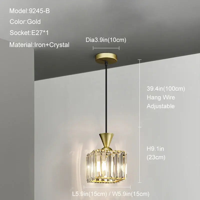 Modern gold mini crystal pendant light – bedroom chandelier