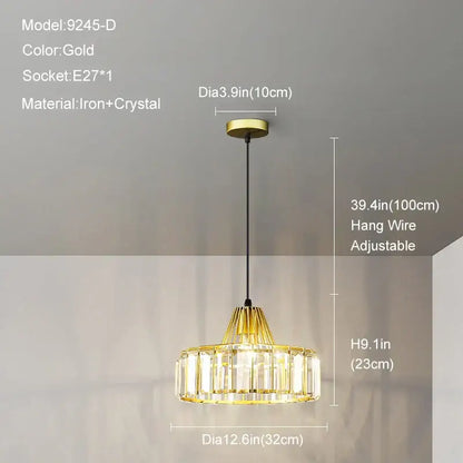 Modern gold mini crystal pendant light – bedroom chandelier