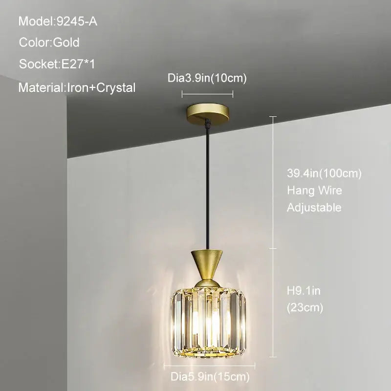 Modern gold mini crystal pendant light – bedroom chandelier