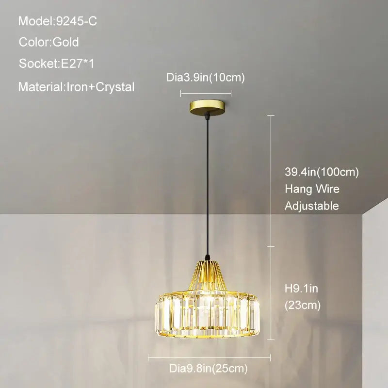 Modern gold mini crystal pendant light – bedroom chandelier