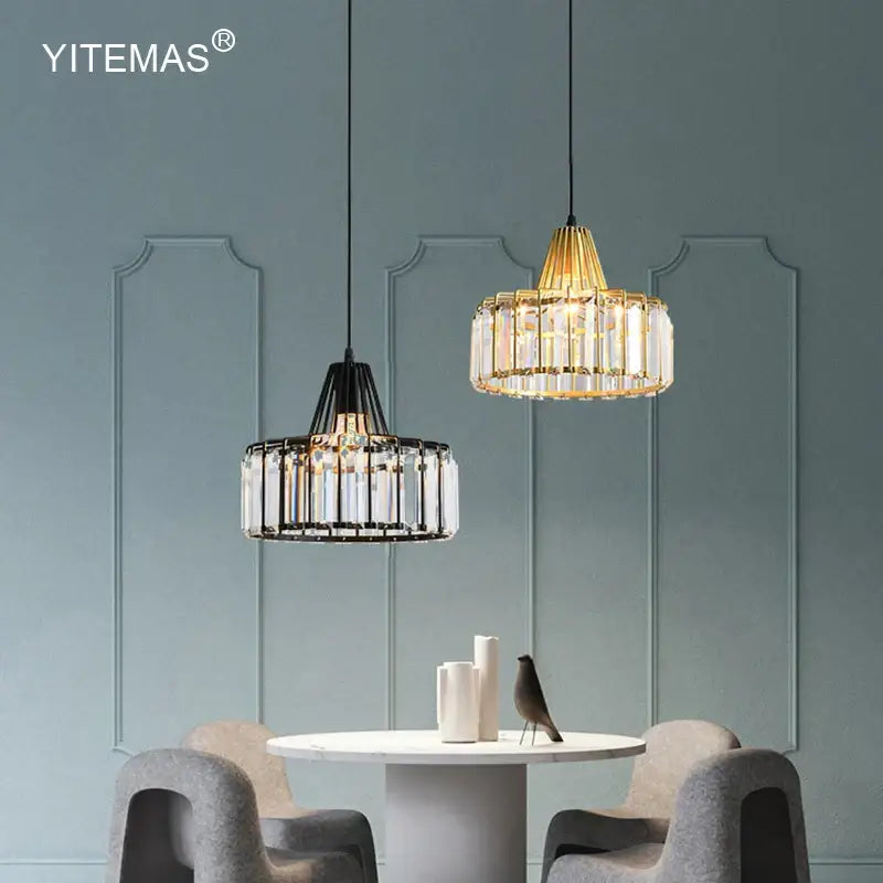 Modern gold mini crystal pendant light – bedroom chandelier