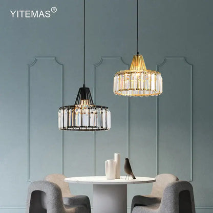 Modern gold mini crystal pendant light – bedroom chandelier