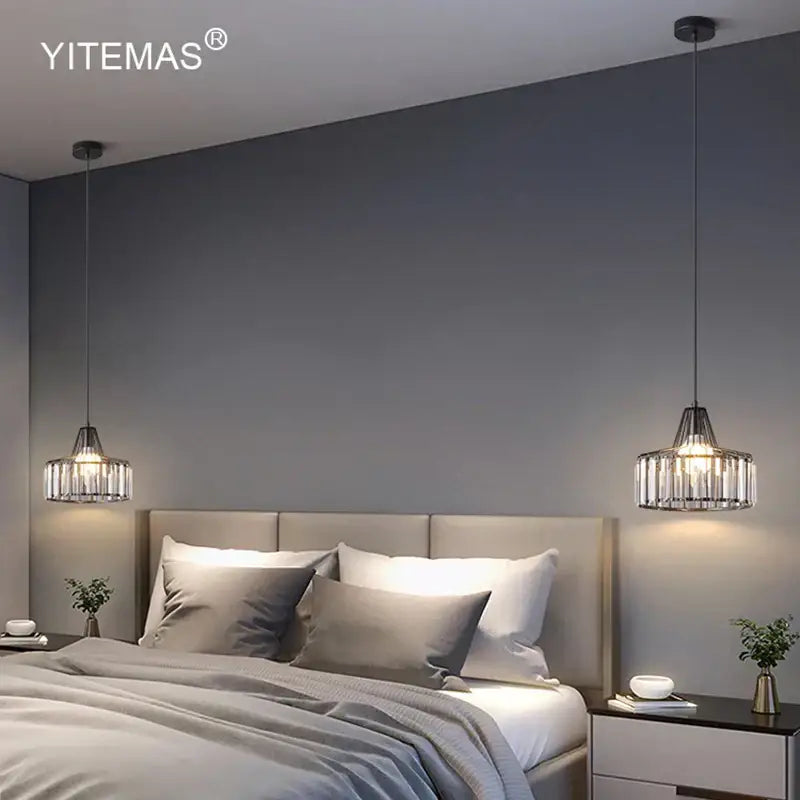Modern gold mini crystal pendant light – bedroom chandelier