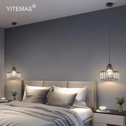 Modern gold mini crystal pendant light – bedroom chandelier