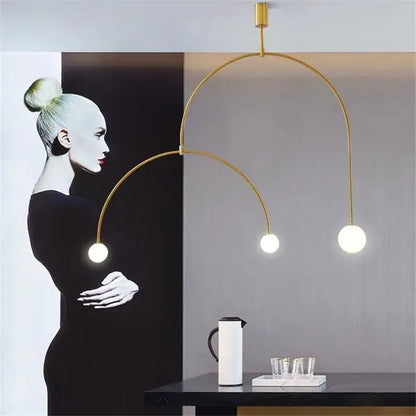 Modern gold minimalist iron chandelier – dining room pendant light