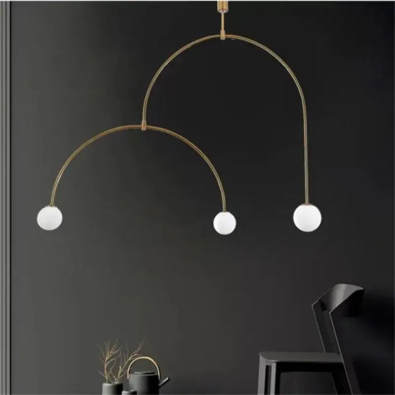 Modern gold minimalist iron chandelier – dining room pendant light