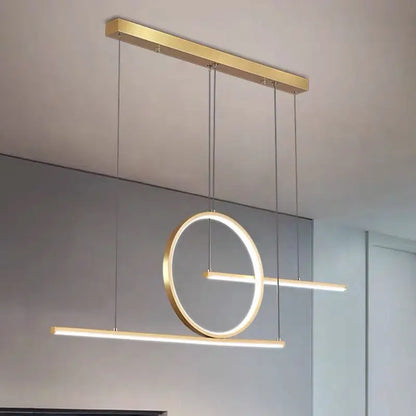 Modern gold minimalist led halo ring pendant light dining room
