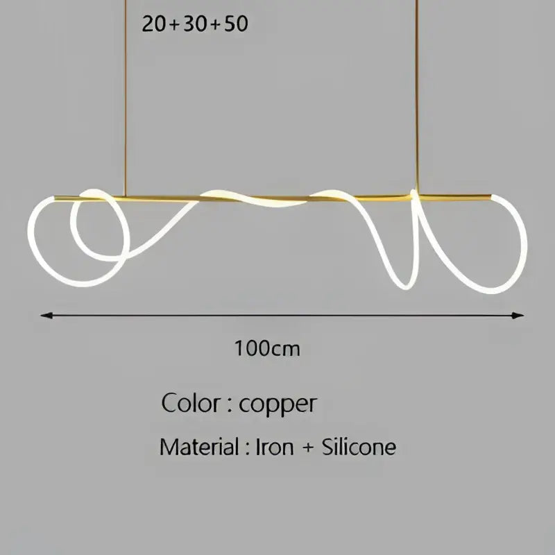 Modern gold minimalist led neon rope pendant light kitchen