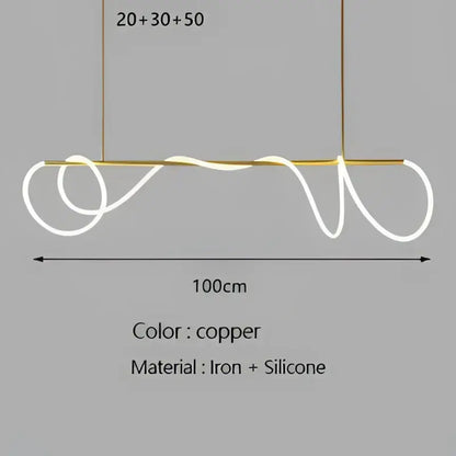 Modern gold minimalist led neon rope pendant light kitchen