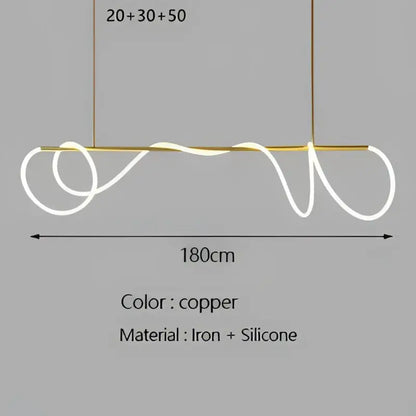 Modern gold minimalist led neon rope pendant light kitchen