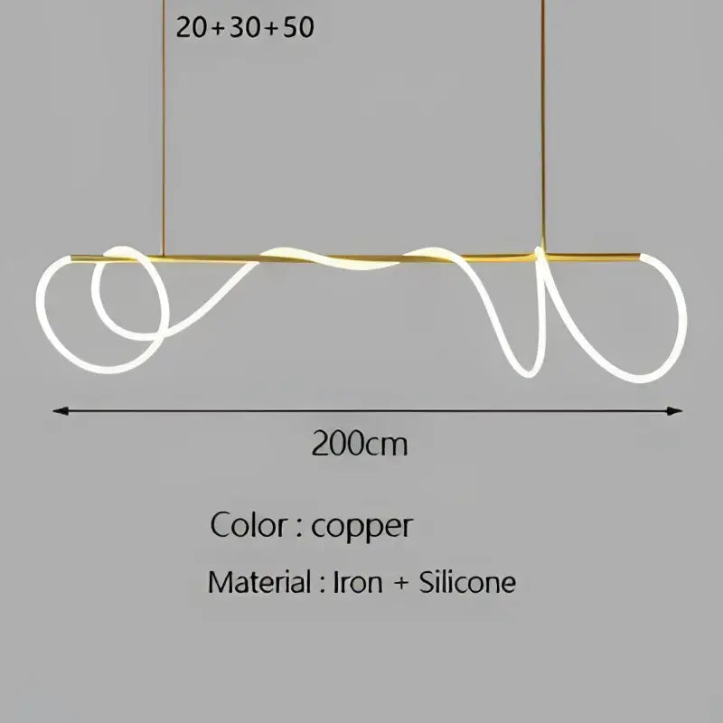 Modern gold minimalist led neon rope pendant light kitchen