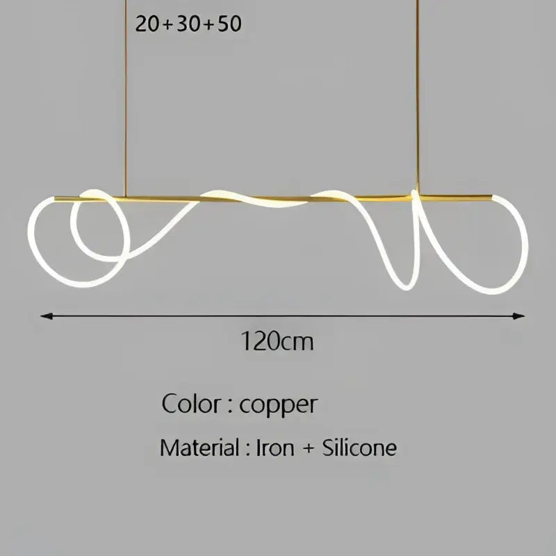 Modern gold minimalist led neon rope pendant light kitchen