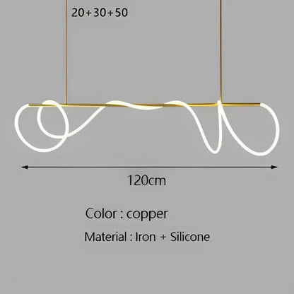 Modern gold minimalist led neon rope pendant light kitchen