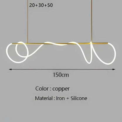 Modern gold minimalist led neon rope pendant light kitchen