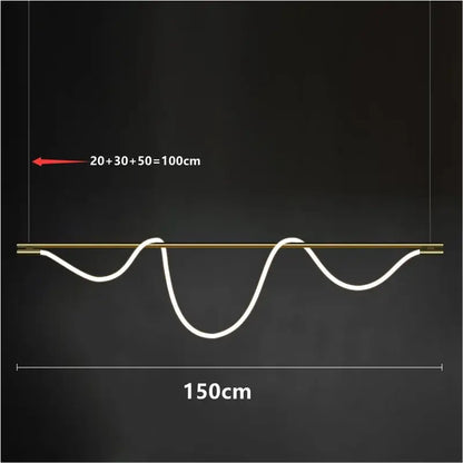 Modern gold minimalist led neon rope pendant light kitchen