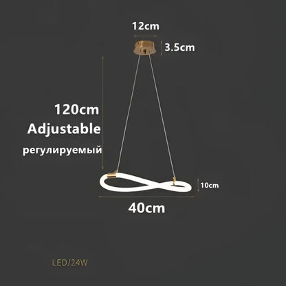 Modern gold minimalist led neon rope pendant light kitchen