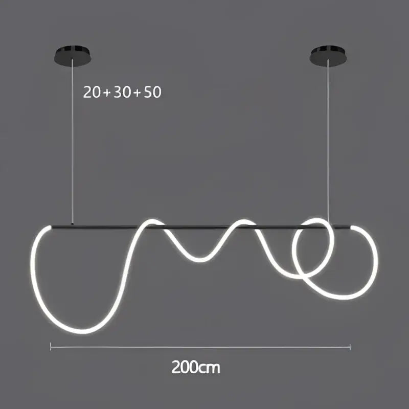 Modern gold minimalist led neon rope pendant light kitchen