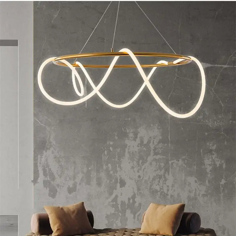 Modern gold minimalist led neon rope pendant light kitchen