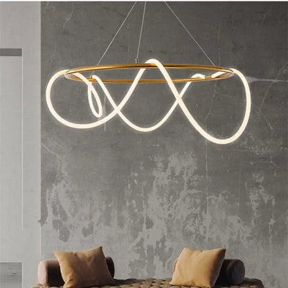 Modern gold minimalist led neon rope pendant light kitchen