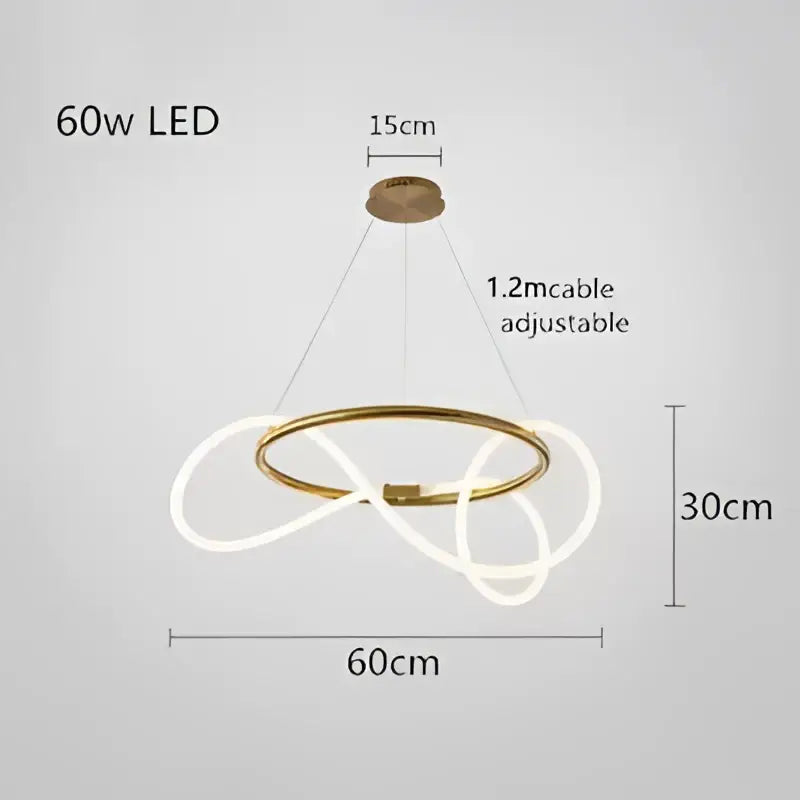 Modern gold minimalist led neon rope pendant light kitchen
