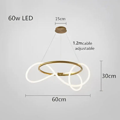 Modern gold minimalist led neon rope pendant light kitchen